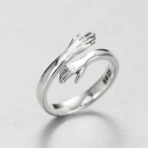 Silver Plated Love Heart Feather Knuckle Ring Open Zircon Ring Women Adjustable