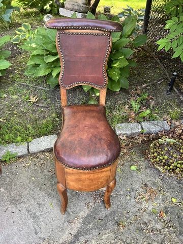Unique Early 19th Century French Oak And Leather Chair Cover