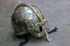 16 Ga Steel Nasal Helmet Medieval Viking Knight Vendel Brass Accent Helmet