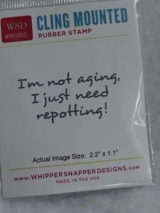 NIP Whipper Snapper Designs Cling Mounted Rubber Stamp Text Gardener Aging - Picture 1 of 2