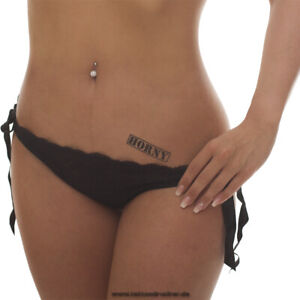 10 x Horny Stempel Tattoo - schwarzer Schriftzug - Sexy Kinky Fetisch Tatto (10)