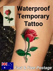 Single Rose Waterproof Temporary Tattoo, Body Art, Fake Tattoo Sticker, Flower - Picture 1 of 4