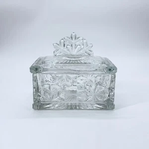 Vintage Lead Crystal Trinket Jewelry & Keepsake Box With Lid Starburst Pattern - Picture 1 of 9