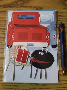 Large Format 3D Greeting Card Birthday Truck Barbecue Paper Magic Press - Picture 1 of 2