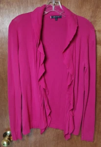 Anne Klein size S open front pink cardigan ruffle front long sleeve 100% cotton - Picture 1 of 5