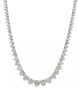 20Ct Round Simulated Diamond Tennis Heart Link Necklace 14K White Gold Plated - Picture 1 of 9