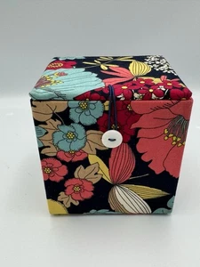 Vera Bradley Fabric Covered Storage Box 5x5x4.5 Floral Button Closure - Picture 1 of 13