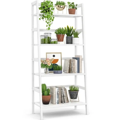 White Bookshelf 4-Tier Ladder Shelf, 49.2” Freestanding Open Bookcase Book Sh... - Image 1 of 4