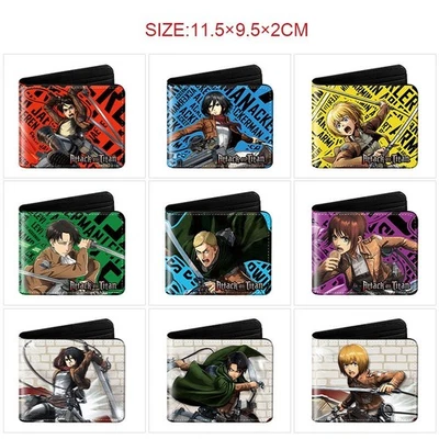 Anime Attack On Titan Wallet Fashion Mens Short Zip Coins Cards Bifold Purse
