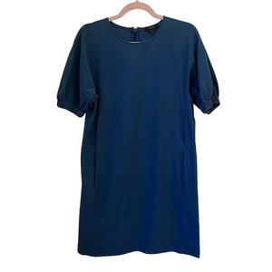COS | Chambray Denim Shift Dress Size US 4 Blue Cotton Pocket Office Casual - Picture 1 of 11