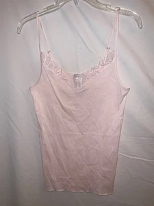 HANRO Belina Embroidered Camisole Cotton Lace Trim Rosewater Comfort/Soft M - Picture 1 of 8