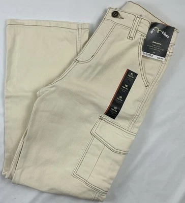 Pantalones de mezclilla Art Class para niños papá talla 10 tiro alto calce relajado bolsillos de carpintero crema Foto 1 de 4