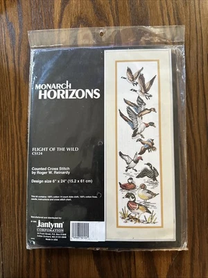 NEW Monarch Horizons COUNTED CROSS STITCH KIT Flight of the Wild Birds 24" X 6" - Image 1 of 2