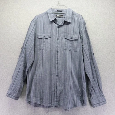 Camisa Marc Anthony Para Hombre Grande Calce Ajustado Solapa Bolsillo Abotonado Rayas Manga Larga Foto 1 de 4