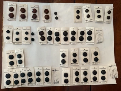 Lot of 74 Vintage JHB Brown & Black Woven Leather Dome Buttons - Image 1 of 4