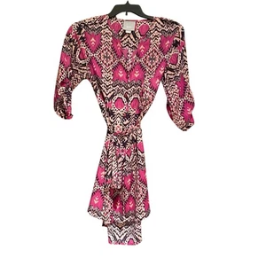 Anthropologie Maeve Ikat Frequencies Fuchsia Dress with Belt Size Medium XLNT ! - Picture 1 of 11