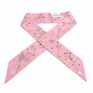 Bufanda Hermes Les Cles A Pois Rosa/Multi 063871S 05 Mujer Usada - Imagen 1 de 5
