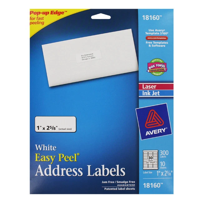 Avery Dennison AVE18160 Address Labels - 300 Per Pack