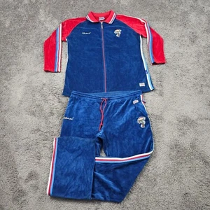 VINTAGE Harlem Globetrotters Fubu Track Suit Mens 2X Blue Velour 2 Piece 75th - Picture 1 of 24