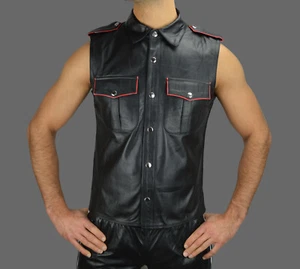awanstar Lederhemd ärmellos,lederweste,leder Hemd,leather Shirt ,Chemise Cuir - Picture 1 of 3