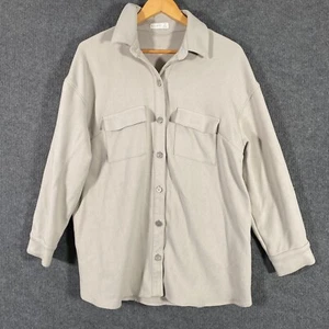 Kookai Jacket Womens 40 12 Grey Shaket Twill Trucker Biker Long Pockets Ladies - Picture 1 of 14
