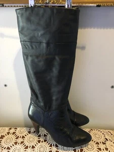 TONY BIANCO Black Leather Pull On Boots Size 8.5 - Picture 1 of 9