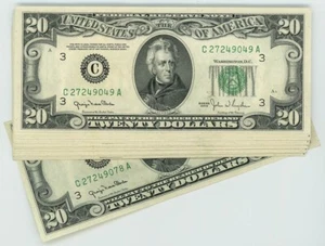 FR #2059C $20 1950 (30) Federal Reserve Notes Philadelphia Consecutive - Picture 1 of 4