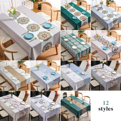 European Tablecloth Waterproof Oilproof Embroidered PVC Rectangular Dustproof - Image 1 of 4