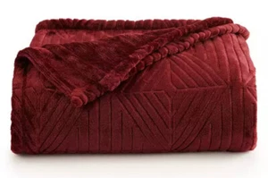 Burgundy Throw Blanket Large 72in Brown Wrap Big Velvet Soft Plush Lounge Cover - Picture 1 of 4
