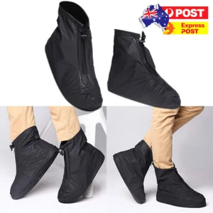 Waterproof Shoe Covers Not-Slip Raining Water Foot Boot Overshoe With Zippe - Picture 1 of 13