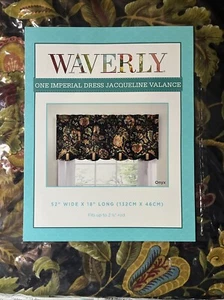 Waverly IMPERIAL DRESS Jacqueline Valance ONYX Black Red Floral, 52"x18" NEW - Picture 1 of 7