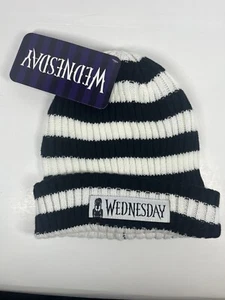 Wednesday The Addams Family schwarz weiß gestreifte Teenager-Beanie für Erwachsene - Bild 1 von 3
