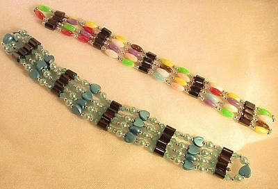 Pulsera/Collar Dos Cuentas Hematita Magnéticas Azul y Multicolor (#177) Nuevo Sin Etiquetas Foto 1 de 4