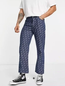 Vintage Supply Straight Leg Denim Jeans With All Over Print - Picture 1 of 4