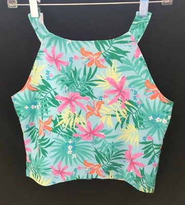 Top corto Florence Eiseman Studio 342 azul, rosa, amarillo floral - talla 16 años   Foto 1 de 2