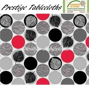 Leaves Circles PVC Vinyl Wipe Clean Tablecloth - ALL SIZES - Code: F680-1 - Picture 1 of 2