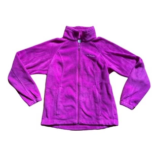 Chaqueta Columbia para mujer mediana púrpura lana bolsillos completos con cremallera exterior informal logotipo - Imagen 1 de 6