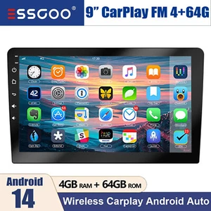 9" Car Stereo Radio Double 2 DIN Head Unit Android14 Carplay GPS Navi SWC 4+64GB - Picture 1 of 11