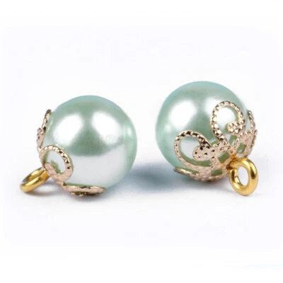 10Pcs Small Full Round Faux Pearl Ball Buttons for Wedding Sewing DIY Craft - Image 1 of 4