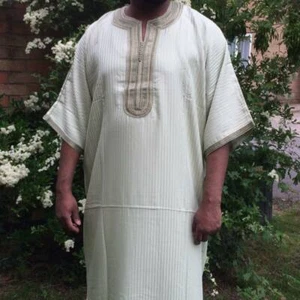 Moroccan Men Eid Islamic Caftan Kaftan Thobe Dishdasha Arab Kameez Gandoura - Picture 1 of 5