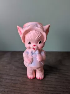 Vintage Ruth E Newton The Sun Rubber Co Kitten Cat Squeak Toy Works Dress Bonnet - Picture 1 of 12