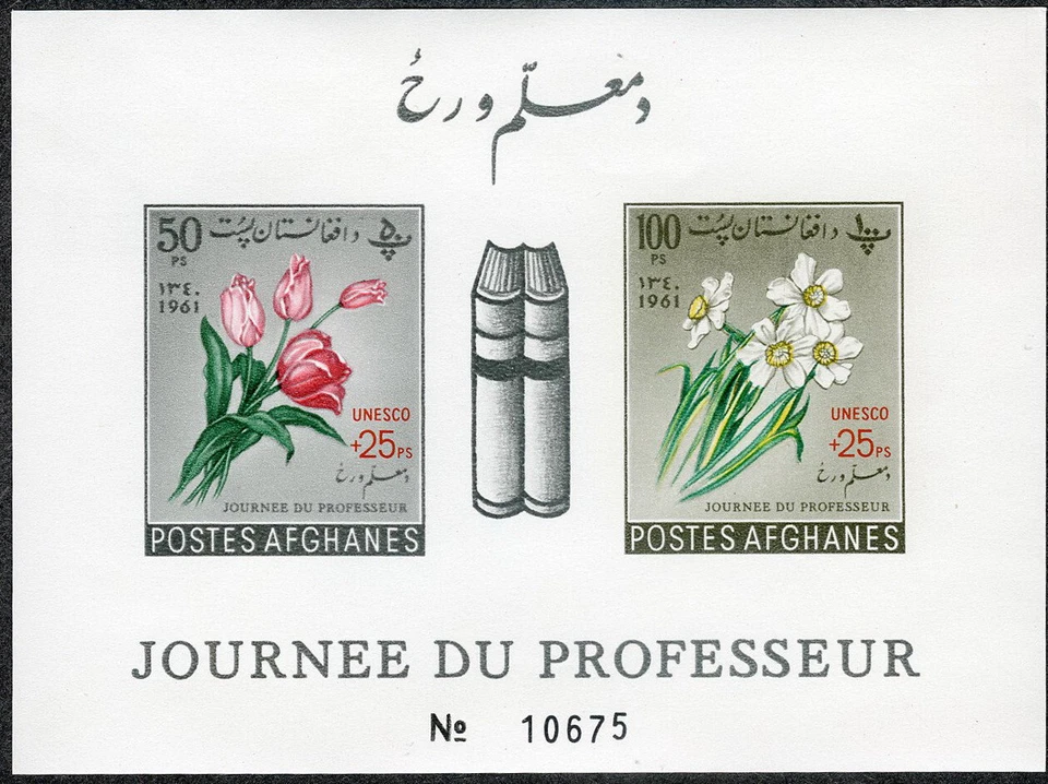 Afghanistan 1961 Tulips & Daisies Souvenir Sheet Imperf MNH (SC# B51a) - Image 1 of 1