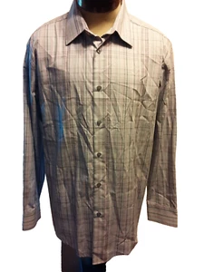 Camicia uomo Alfani manica lunga con bottoni | Grigio a righe, taglia L - Foto 1 di 6