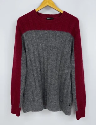 Runway 2018 EMPORIO ARMANI Black Label Wool Mohair Designer Sweater Gray Red XL - Image 1 of 4
