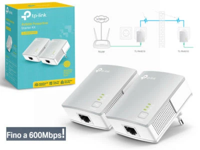 Powerline AV600 TL-PA4010 KIT TP-LINK Porta Ethernet 600Mbps Coppia router wifi - Immagine 1 di 4