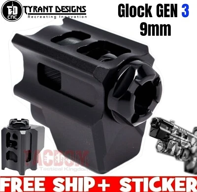 Tyrant Designs T-Comp Compensator f 9mm Gen 3 GL0CK Black Body Black Stem 17 19 - Image 1 of 4