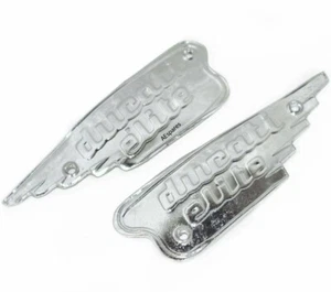 Fuel Tank Badge Emblem Set Steel Chrome Fits Ducati Elite 200cc 1959-65 AEs - Foto 1 di 5