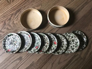 Vintage Retro Set/Lot of 8 Alcohol Proof Paper Mache Coasters Box - Picture 1 of 8