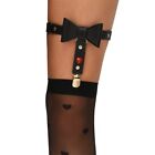 Elastic PU Leather Leg Harness Garter with Bowknot Decor Gothic Thigh Clips