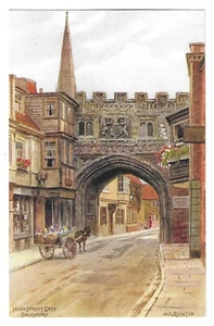 WILTSHIRE - HIGH STREET GATE, SALISBURY Artist signed A.R. QUINTON Postcard - Picture 1 of 1